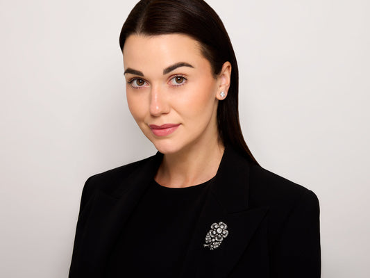 Antique Victorian Diamond Flower Brooch in Silver over 14K Gold