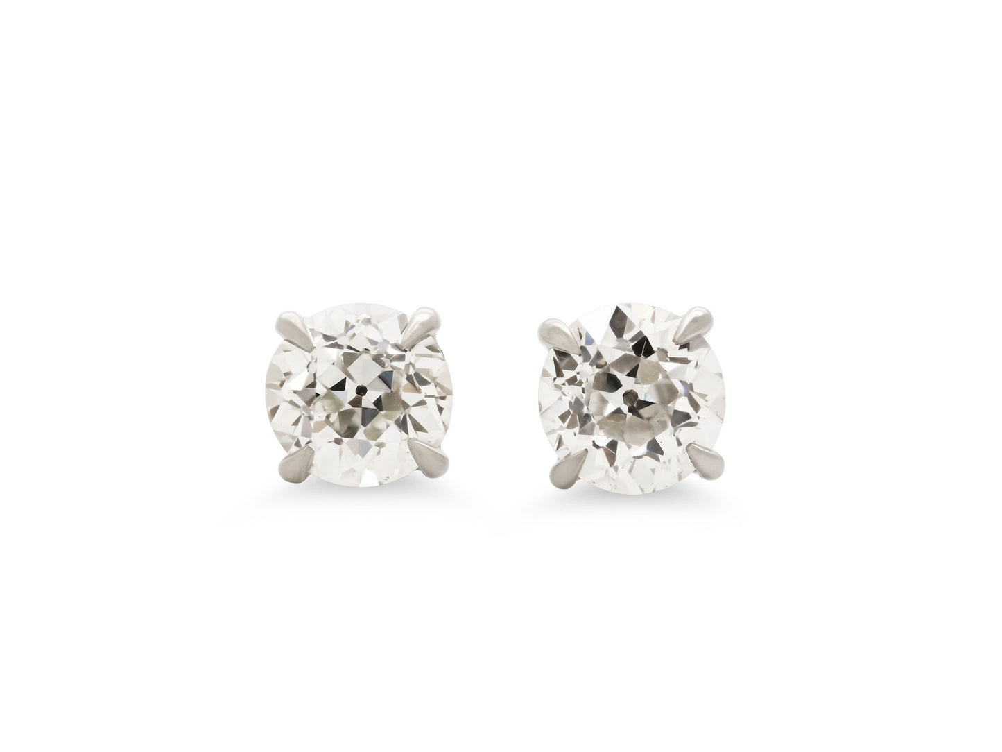 Beladora 'Bespoke' Old European Cut Diamond Stud Earrings, 3.25 total carats, in Platinum