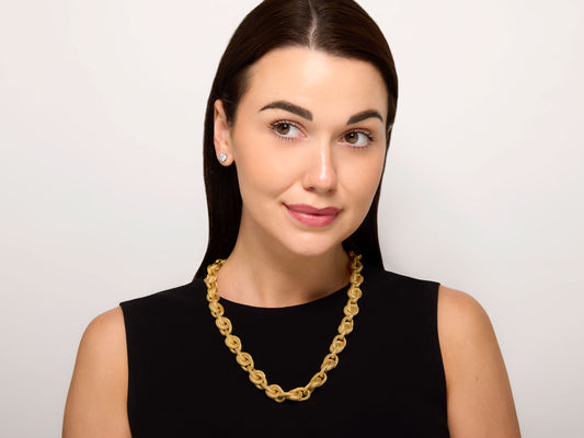 Woven Gold Link Necklace in 18K Gold