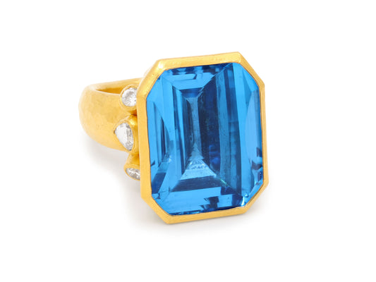 Gurhan 'Prism' Blue Topaz and Diamond Ring in 24K Gold