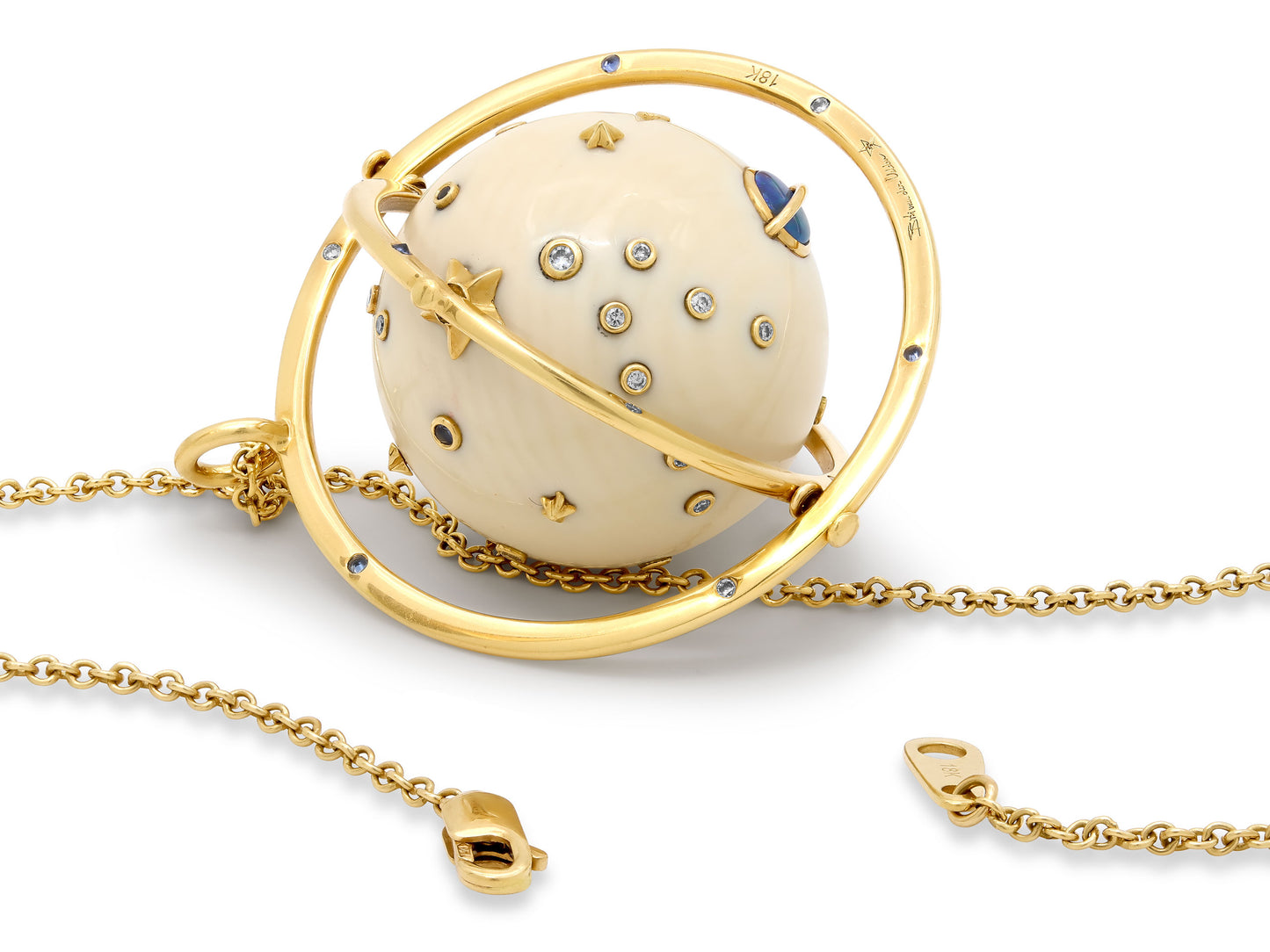 Bibi Van der Velden 'Mammoth Galaxy' Spinning Pendant Necklace in 18K Gold