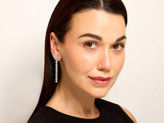 Beladora 'Reimagined' Diamond Line Earrings in 18K White Gold