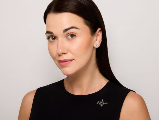 Antique Victorian Diamond Brooch in Silver over Gold, French