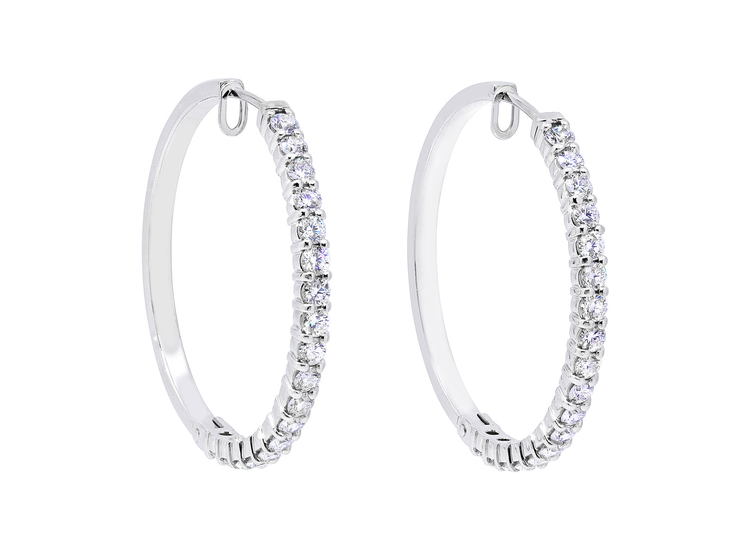 Diamond Hoop Earrings in 18K White Gold