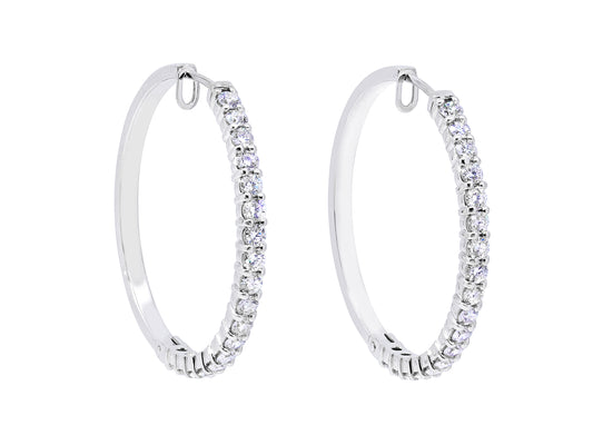Diamond Hoop Earrings in 18K White Gold