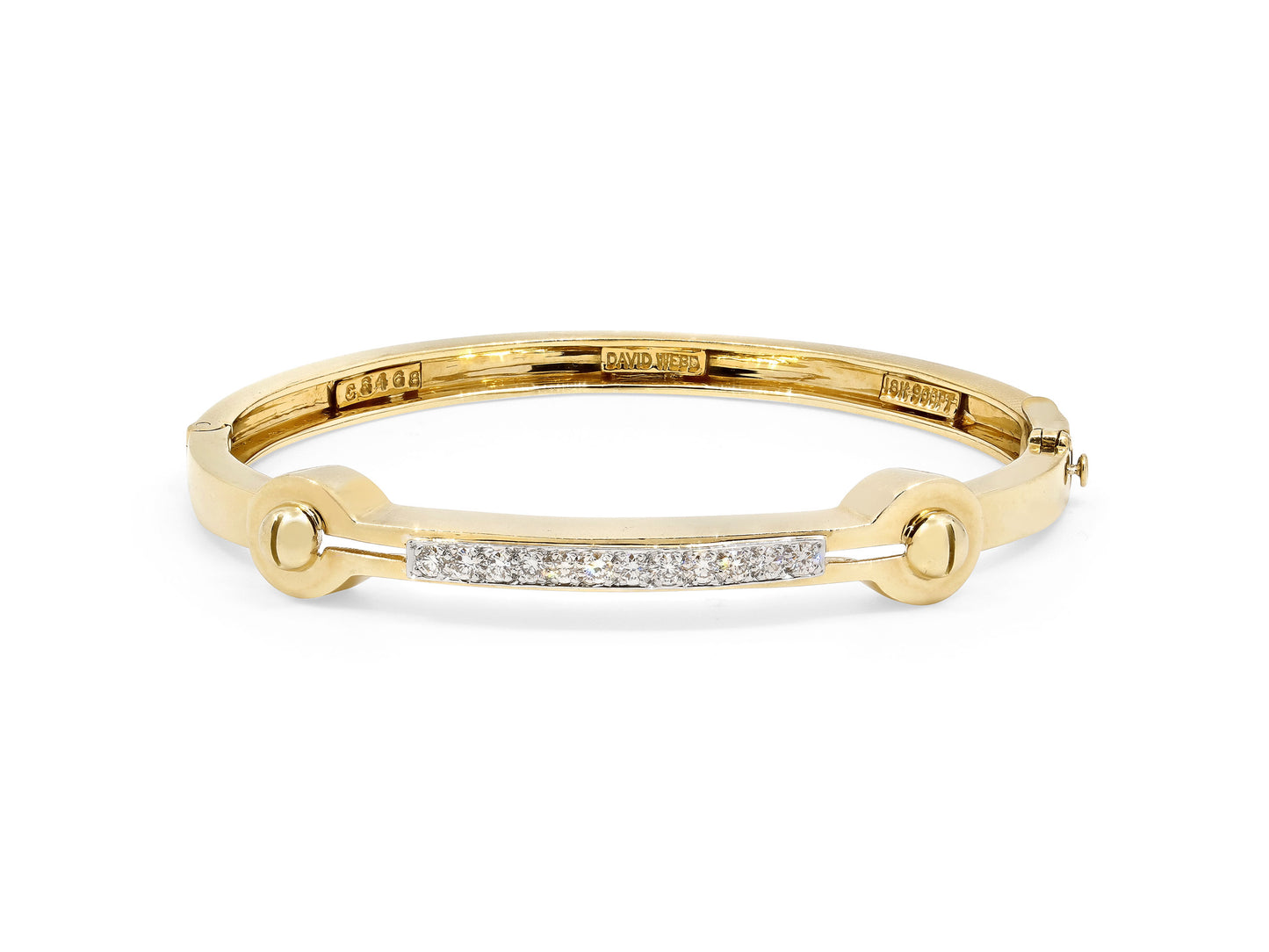 David Webb Nail Head Diamond Bangle in 18K Gold