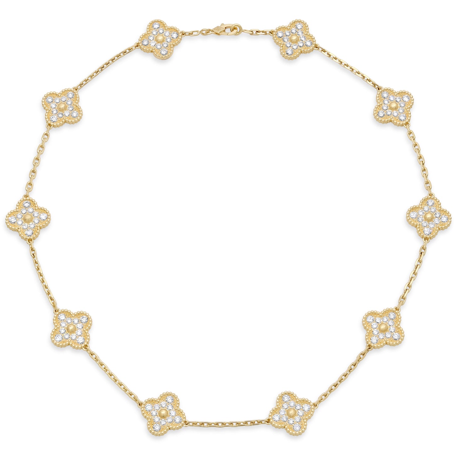 Van Cleef & Arpels 'Vintage Alhambra' Diamond Necklace, 10 Motifs, in 18K Gold