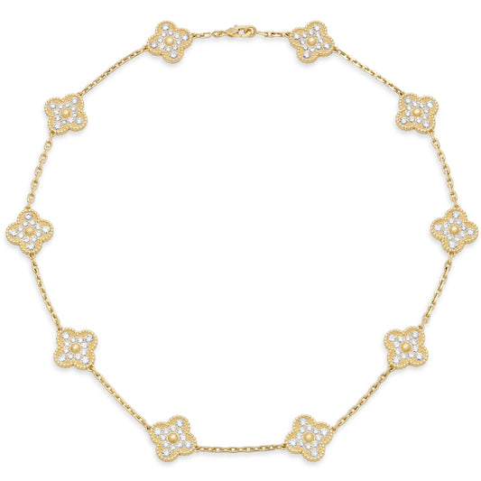 Van Cleef & Arpels 'Vintage Alhambra' Diamond Necklace, 10 Motifs, in 18K Gold