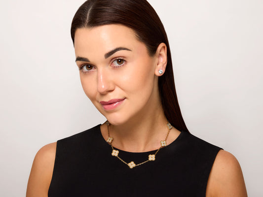 Van Cleef & Arpels 'Vintage Alhambra' Diamond Necklace, 10 Motifs, in 18K Gold