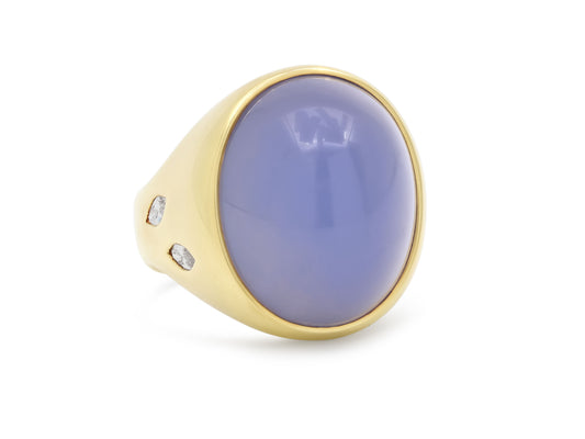 Susan Sadler Chalcedony and Diamond Ring in 18K Gold