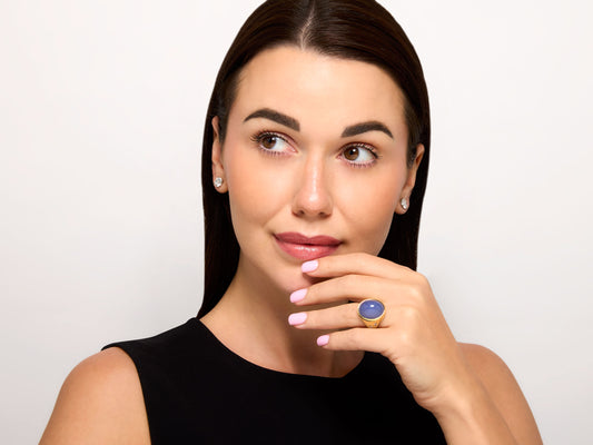 Susan Sadler Chalcedony and Diamond Ring in 18K Gold