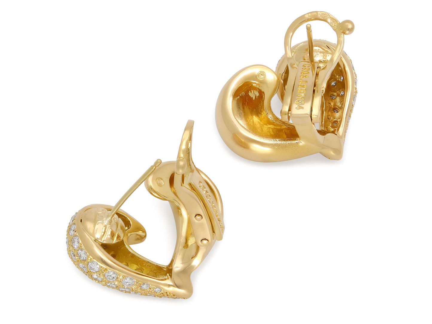 Van Cleef & Arpels Diamond Heart Earrings in 18K Gold