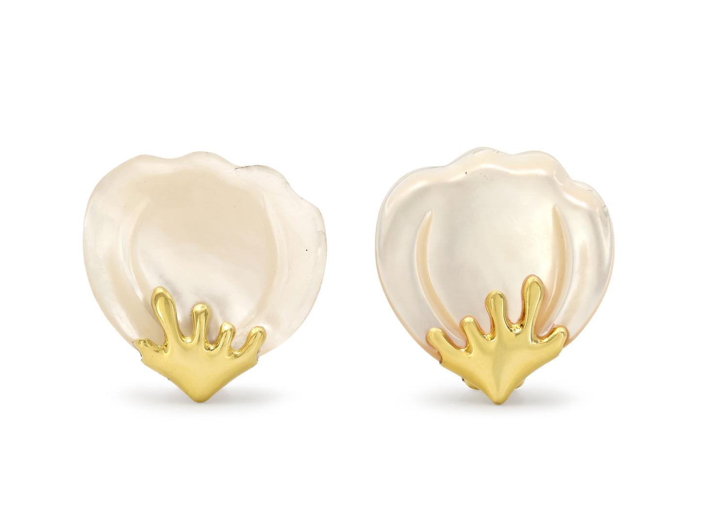 Tiffany & Co. Mother-Of-Pearl Petal Earrings in 18K Gold, by Angela Cummings