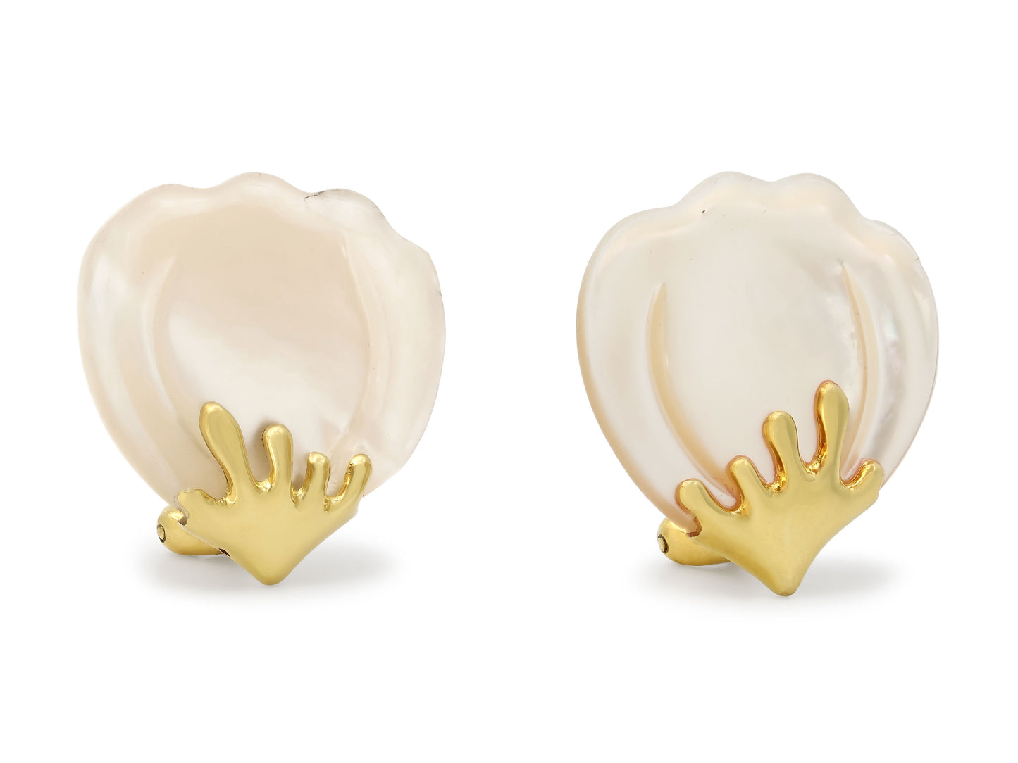 Tiffany & Co. Mother-Of-Pearl Petal Earrings in 18K Gold, by Angela Cummings