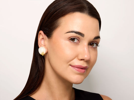 Tiffany & Co. Mother-Of-Pearl Petal Earrings in 18K Gold, by Angela Cummings