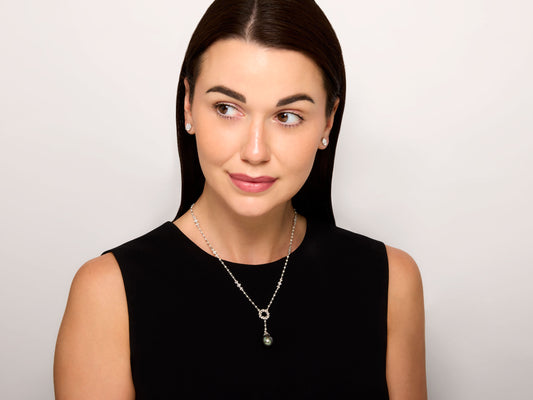 Tiffany & Co. 'Wreath' Pearl and Diamond Lariat Necklace in Platinum