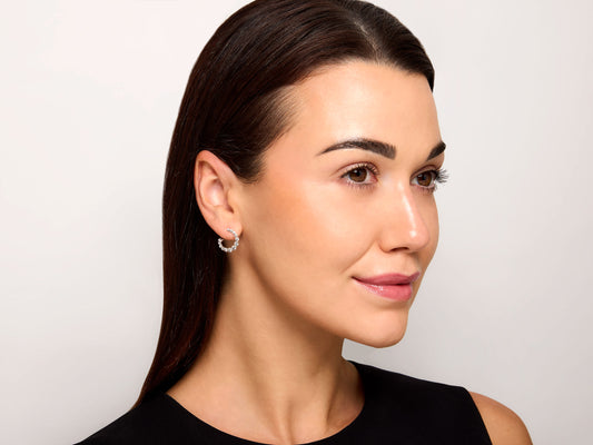 Front Back Diamond Earrings in 18K White Gold