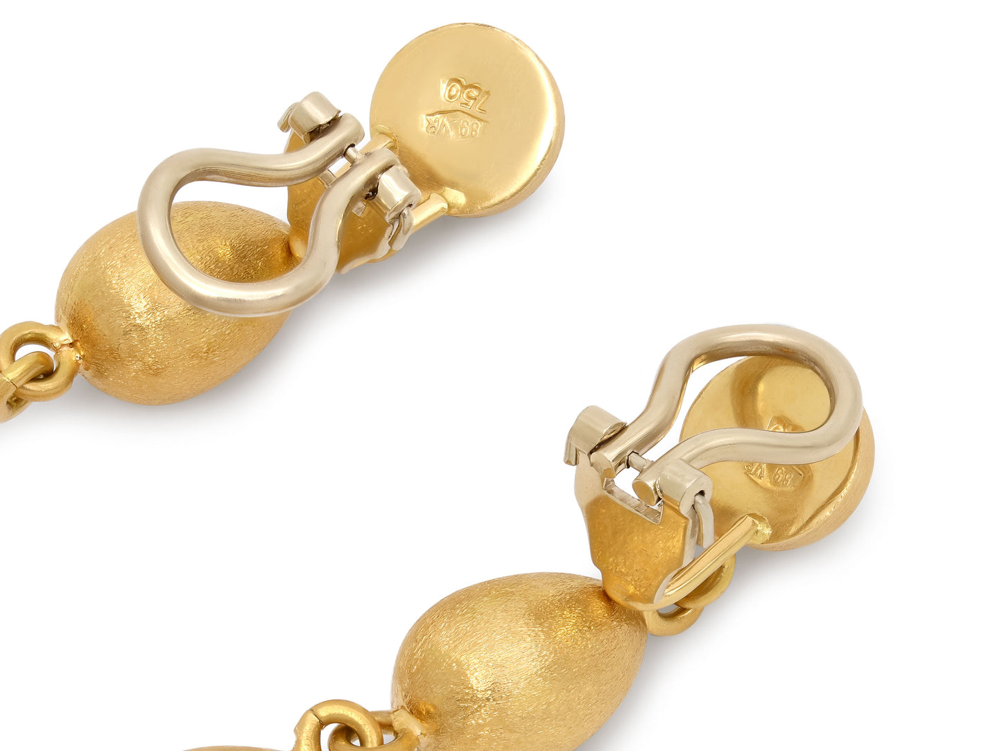 Brushed Drop Earrings in 18K Gold