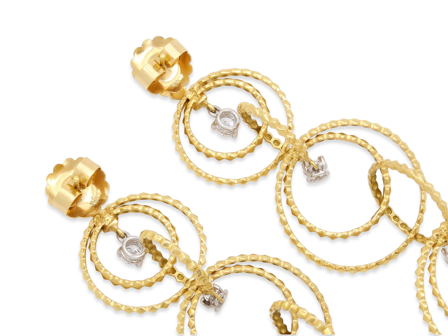 Multi Hoop Drop Earrings, with Diamonds, in 18K Gold