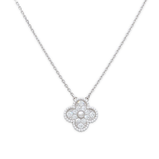 Van Cleef & Arpels 'Vintage Alhambra' Diamond Pendant in 18K White Gold