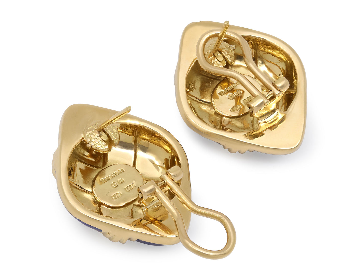 Tiffany & Co. Blue Enamel Earrings in 18K Gold