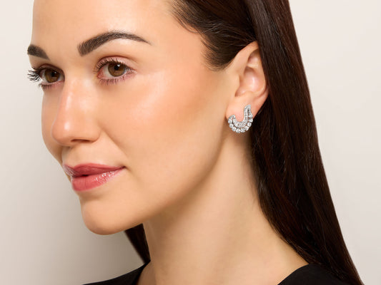 Mid-Century Diamond Earrings in Platinum