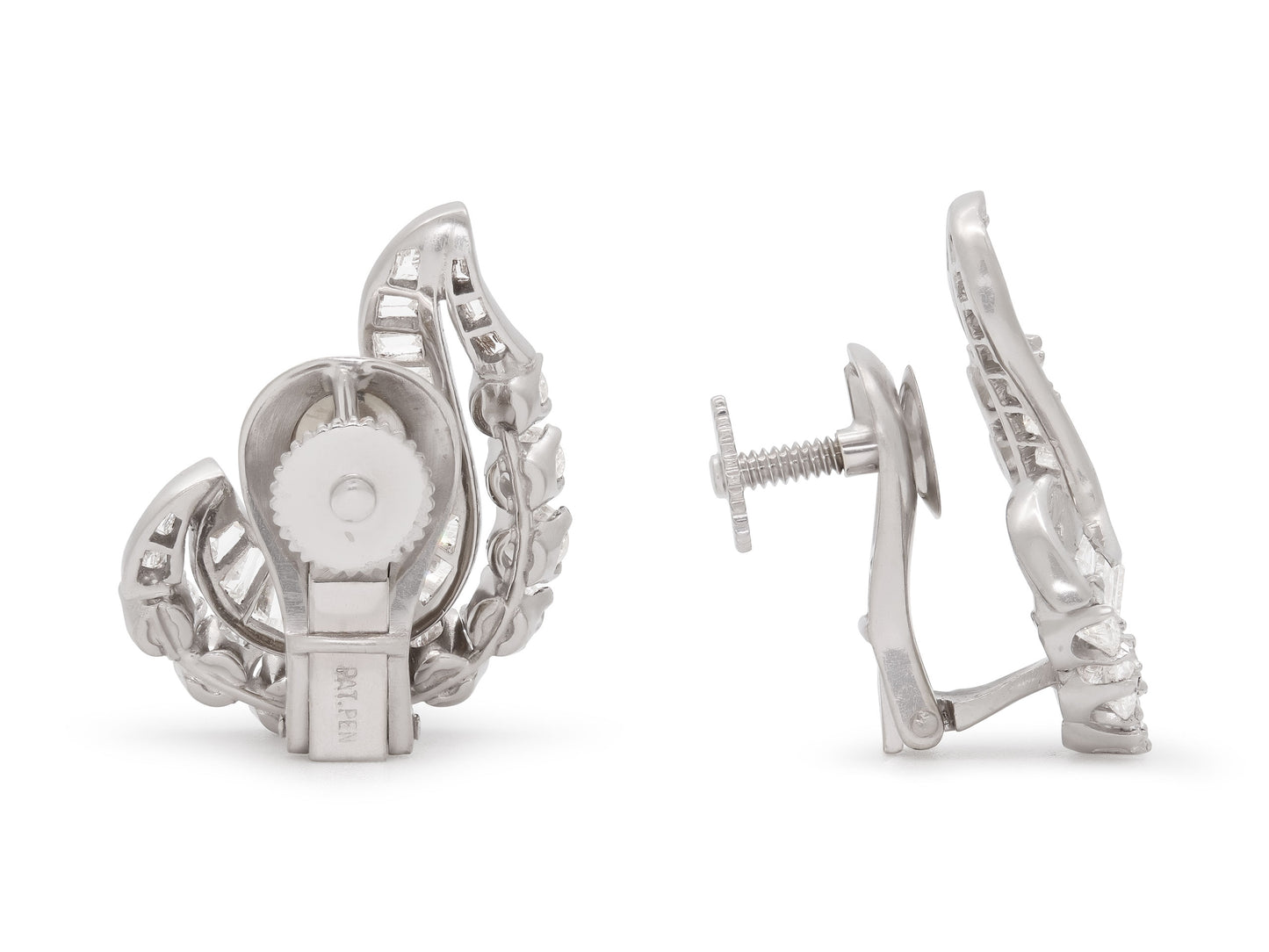Mid-Century Diamond Earrings in Platinum
