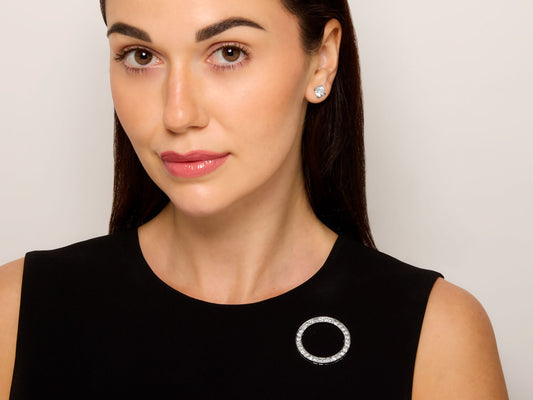 Mid-Century Diamond Circle Brooch in Platinum