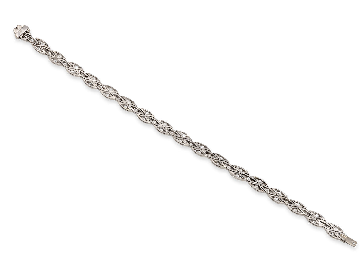 Mid-Century Diamond Bracelet in Platinum, French