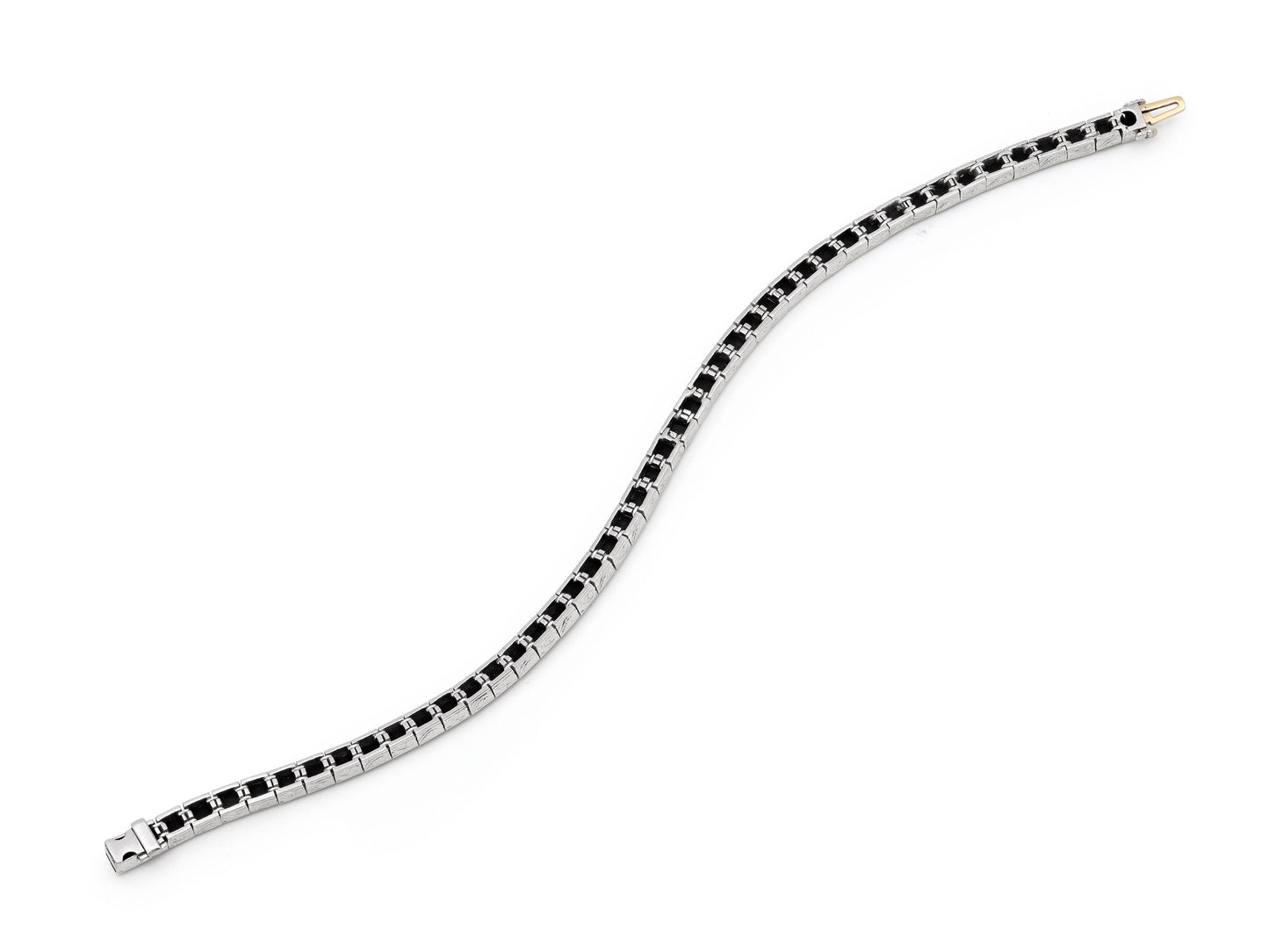 Art Deco Onyx Line Bracelet in Platinum