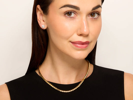 Italian Narrow Flexible Tube Necklace in 18K Gold, by Beladora