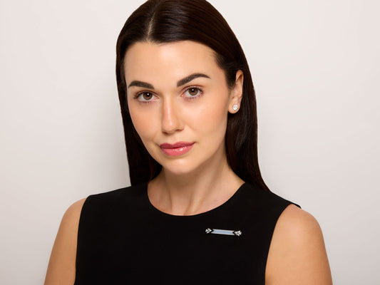 Art Deco Diamond, Enamel and Chalcedony Pin in Platinum