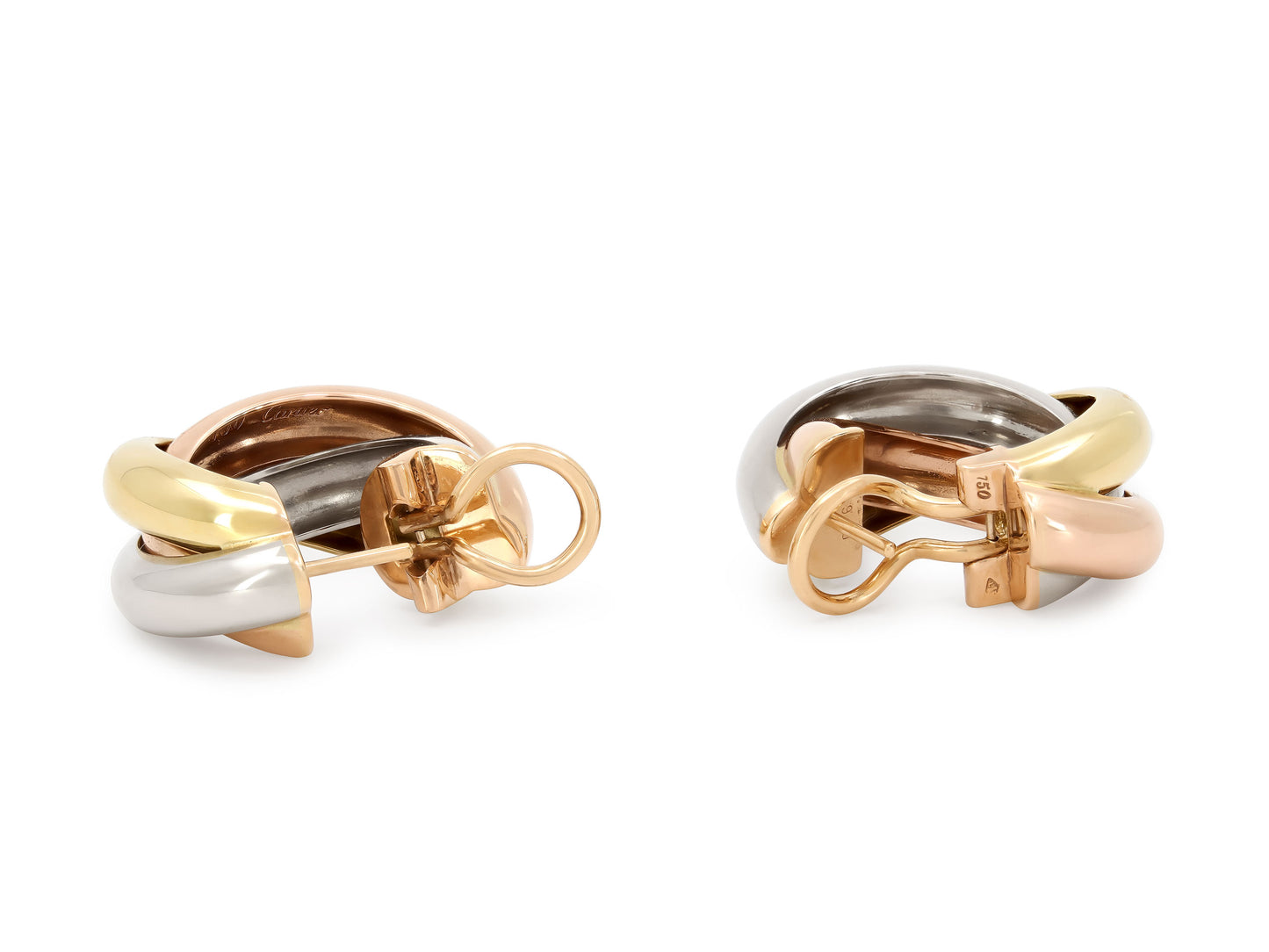 Cartier 'Trinity' Hoop Earrings in Tri-Color 18K Gold