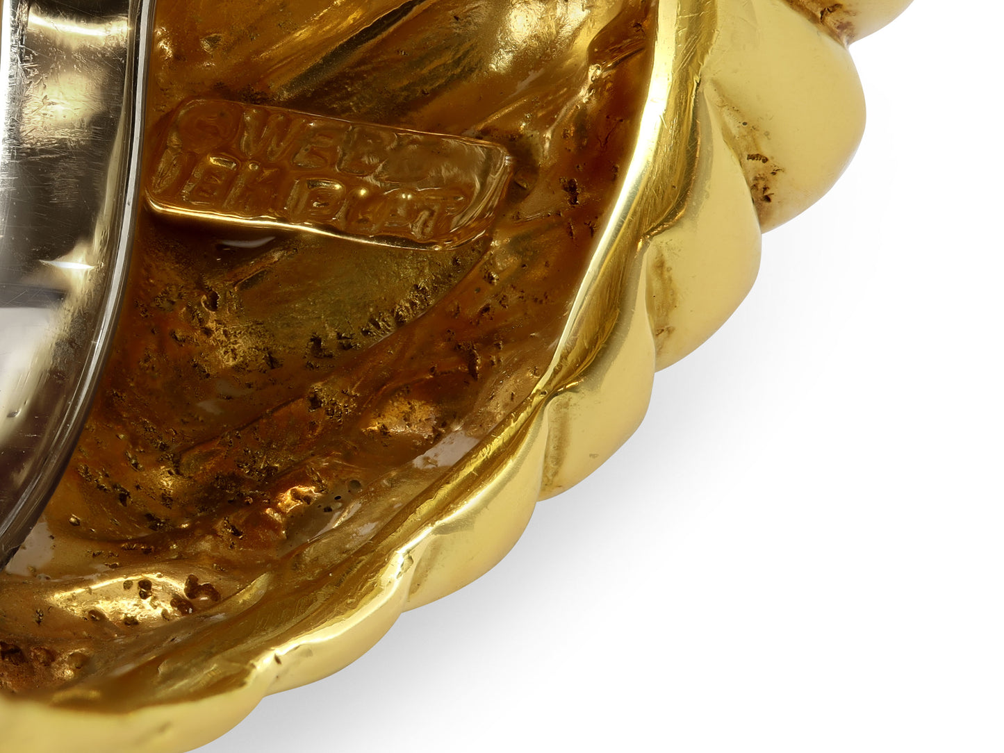 David Webb 'Rope' White Enamel and Diamond Ring in 18K Gold