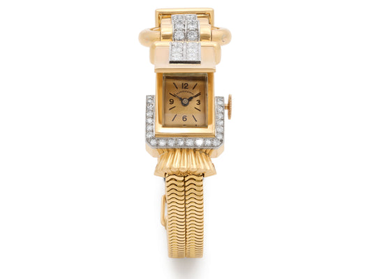 Retro Black Starr & Frost Diamond Watch in 18K Gold