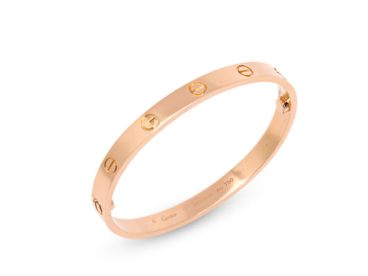 Cartier 'Love' Bracelet in 18K Rose Gold, Classic Model, Size 17