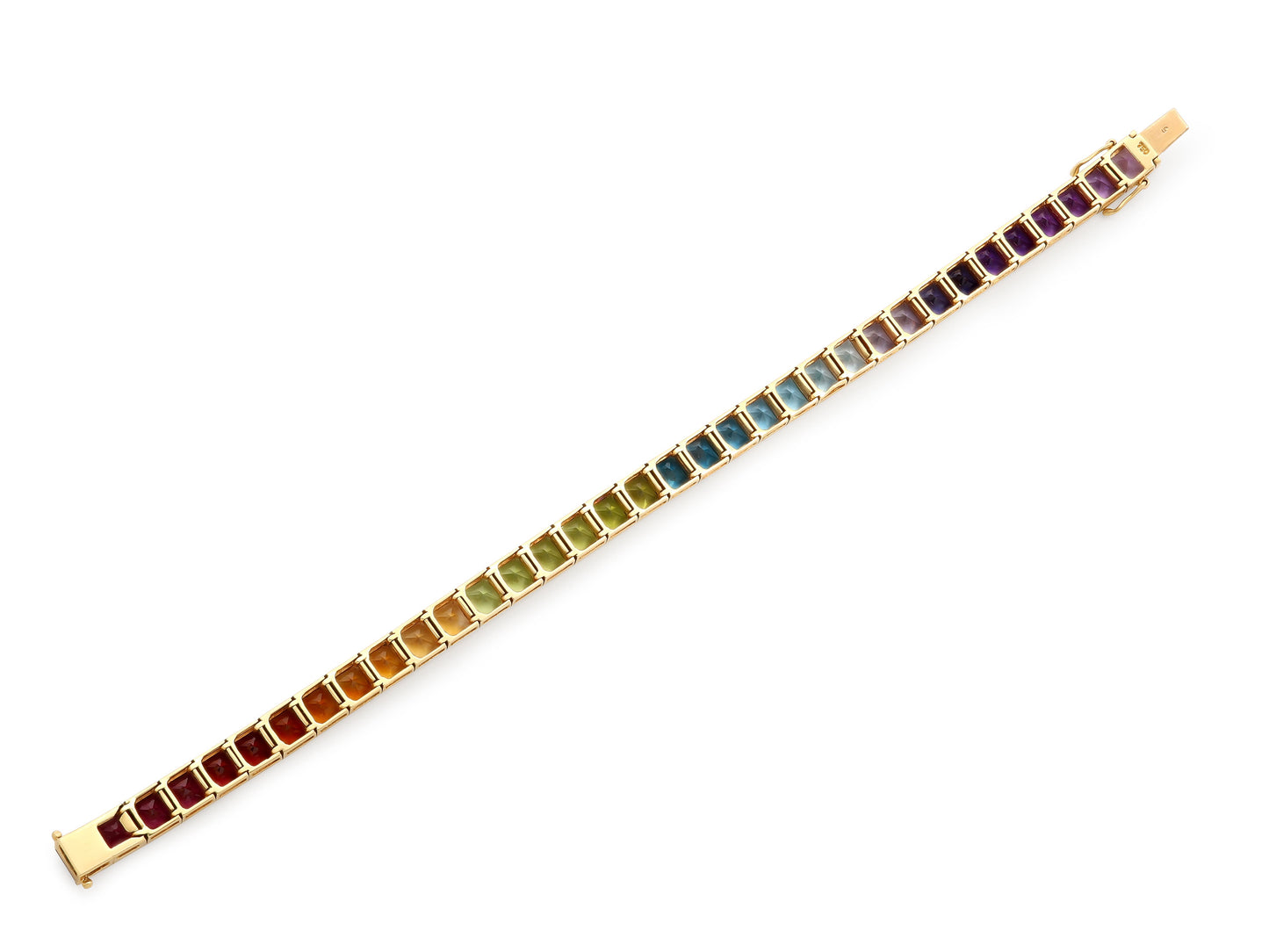 Rainbow Gemstone Line Bracelet in 18K Gold