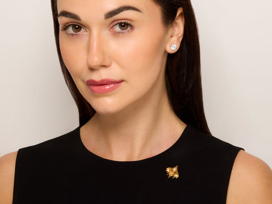 Tiffany & Co. Orange Sapphire and Diamond Bee Brooch in 18K Gold