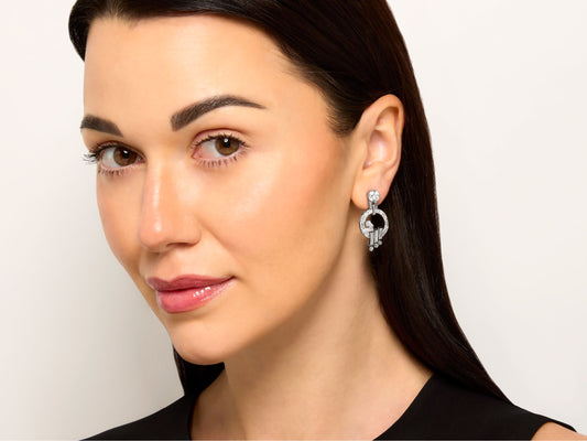 Mid-Century Diamond Earrings in Platinum