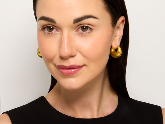 Hammered Hoop Earrings in 18K Gold