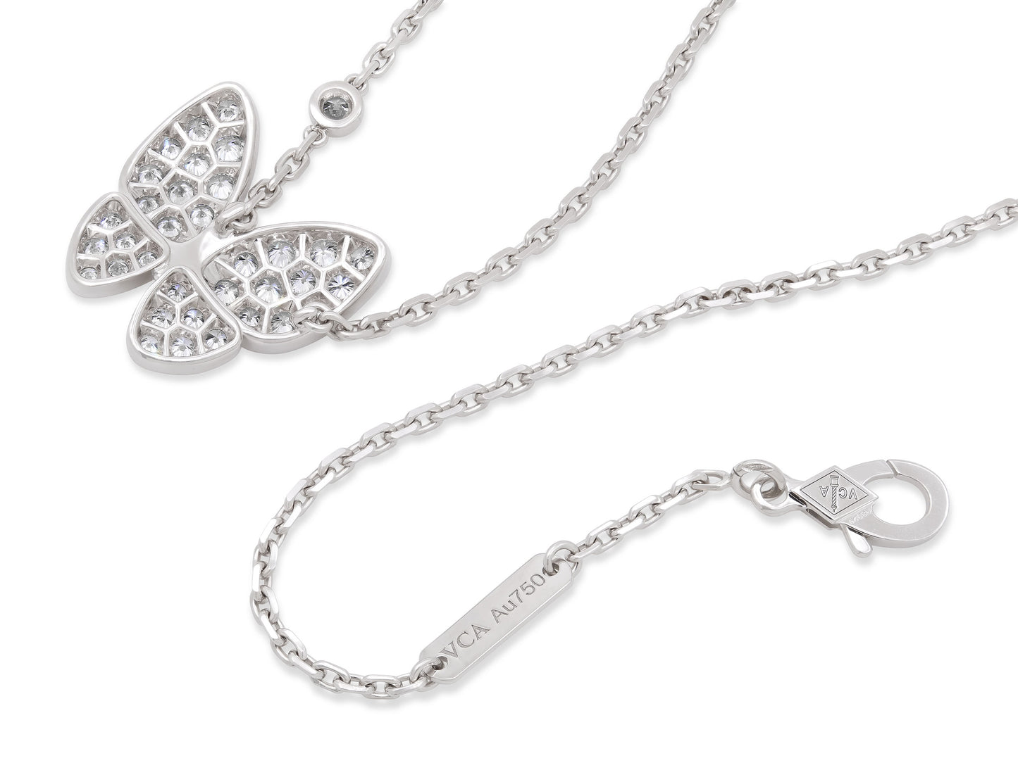 Van Cleef & Arpels 'Two Butterfly' Diamond Pendant 18K White Gold