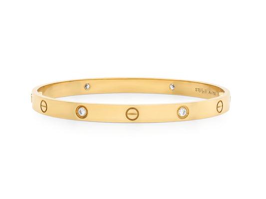 Cartier 'Love' Bracelet in 18K Gold, 4 diamonds, Classic Model, Size 20