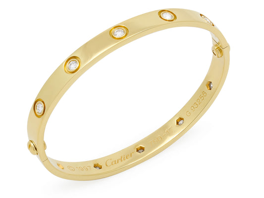 Cartier 'Love' Diamond Bracelet in 18K Gold, Size 17