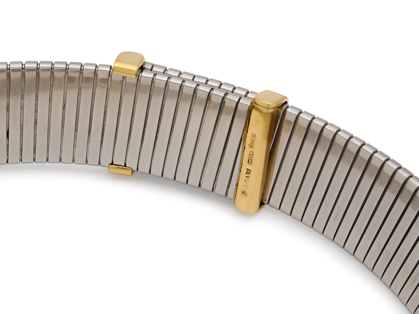 Bulgari Ancient Coin Tubogas Necklace in Steel and 18K Gold