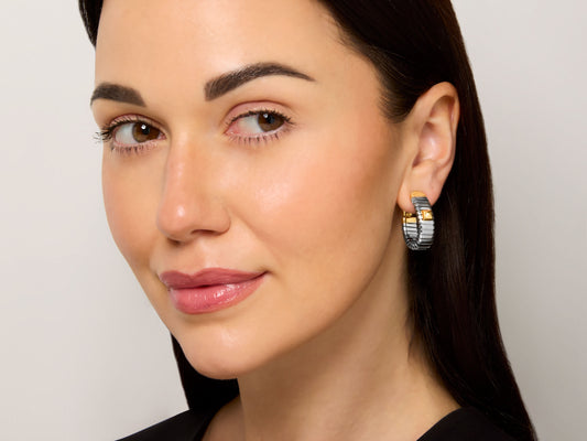 Bulgari Tubogas Hoop Earrings in Steel and 18K Gold