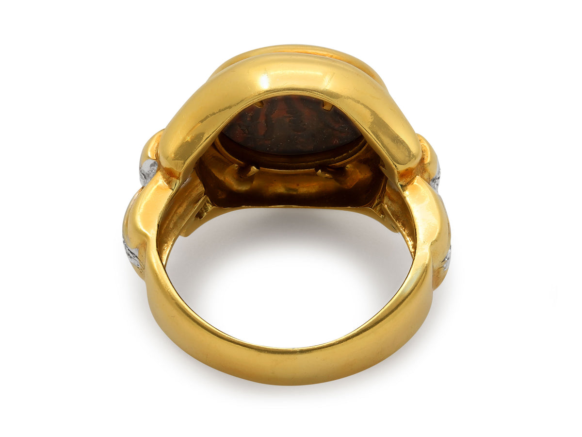Ancient Coin and Diamond Ring in 18K Gold