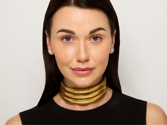 Tallarico by Weingrill Three Row Tubogas Necklace in 18K Gold