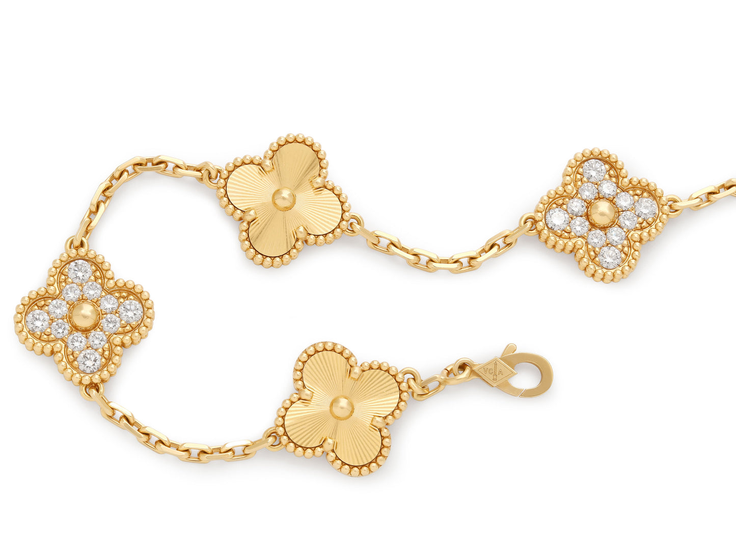 Van Cleef & Arpels 'Vintage Alhambra' Bracelet, 5 Motifs, in 18K Gold
