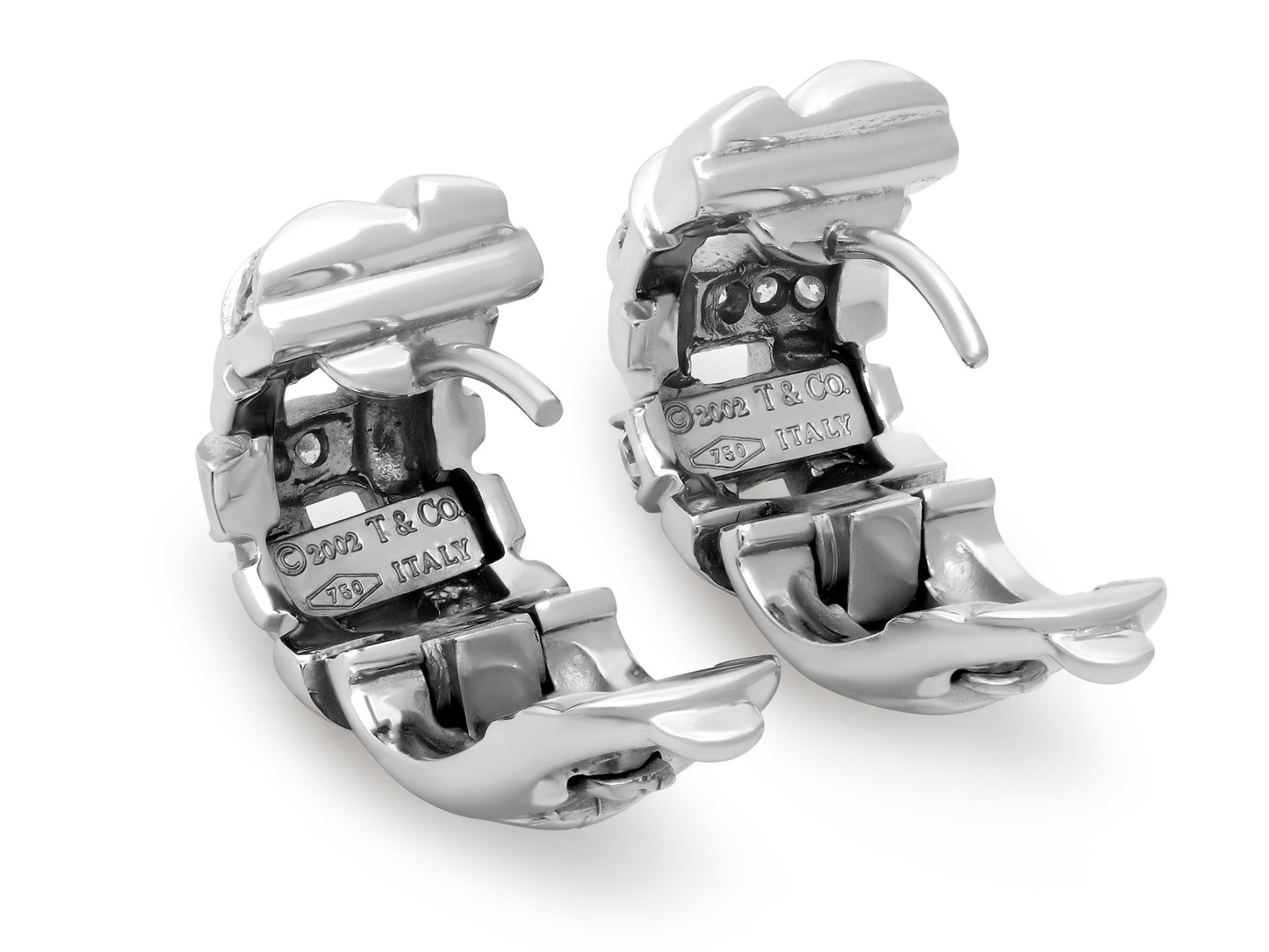 Tiffany & Co. 'Vannerie' Diamond Earrings in 18K White Gold