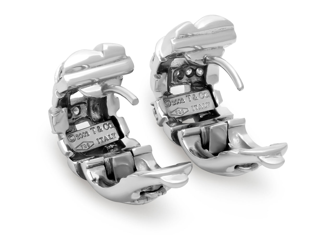 Tiffany & Co. 'Vannerie' Diamond Earrings in 18K White Gold